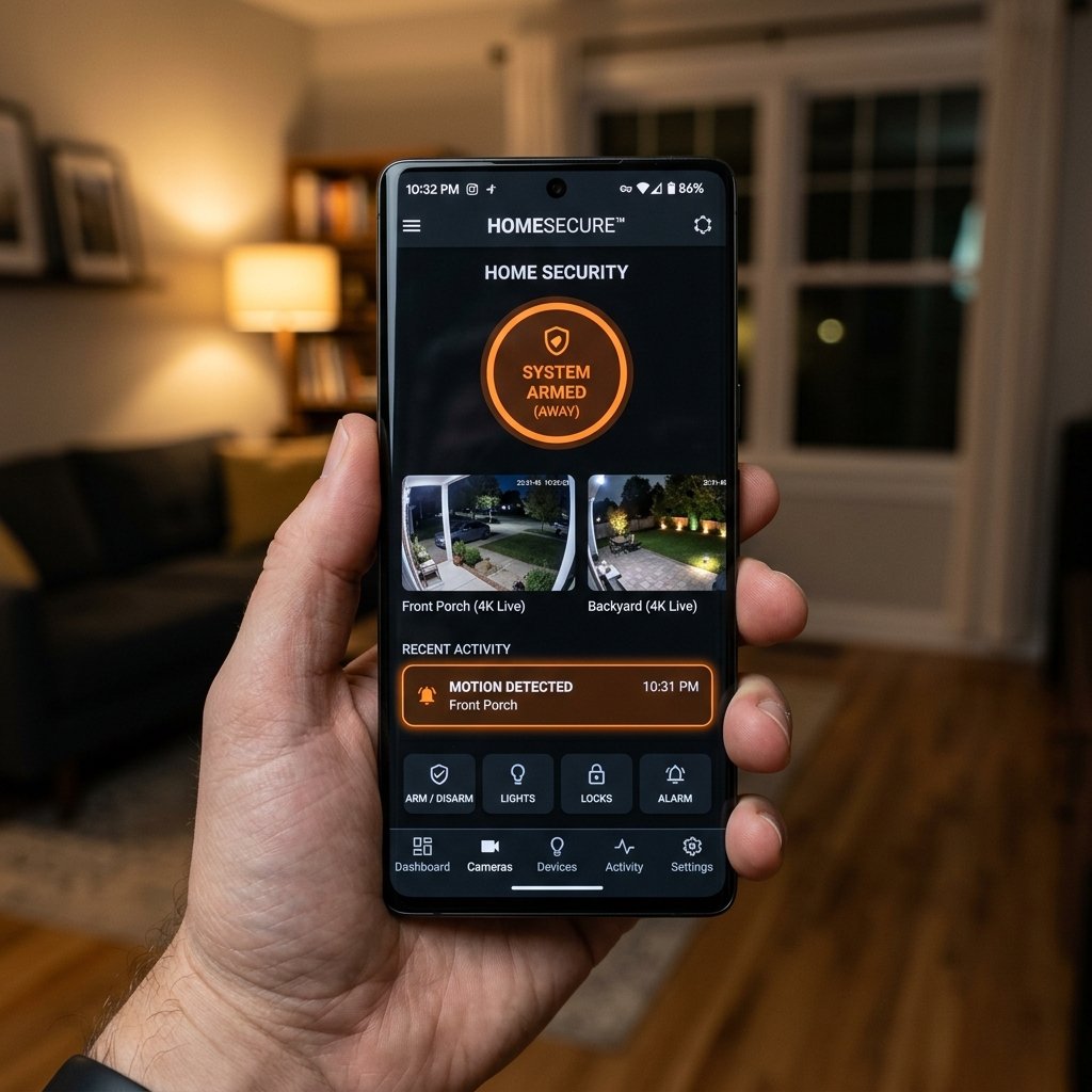 Smart Home Security App Control and Live 4K Surveillance